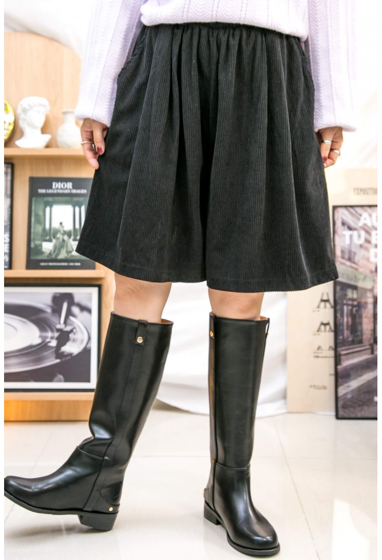 2315-1227-設計感- 橡根腰 ‧ 燈芯絨料 裙褲 (韓國)  